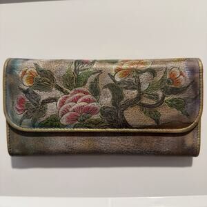 Jane Yoo Leather Wallet- Hand Painted, Light Weight -Brand New